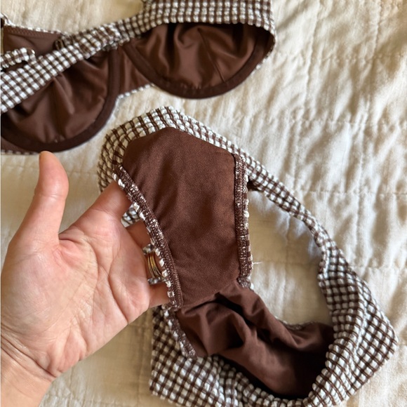 Abercrombie Gingham Brown Checkered Women's Bikini Set - Picture 5 of 5